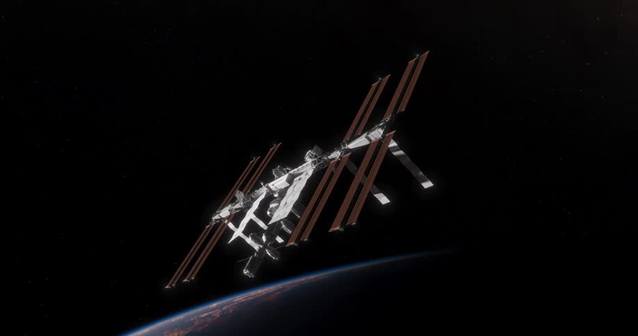 The satellite is floating in space