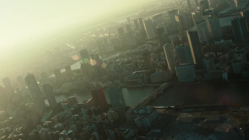 An aerial view of buildings outdoors