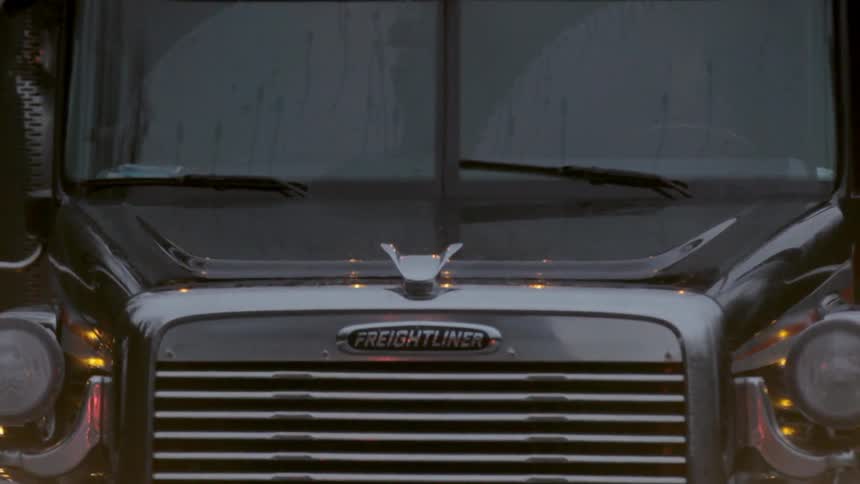 A traveling freight liner semi truck