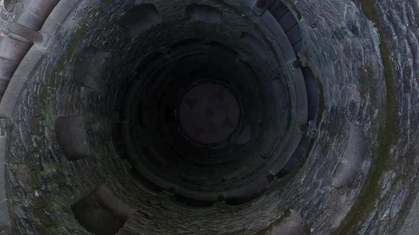 A stone tower spirals upward