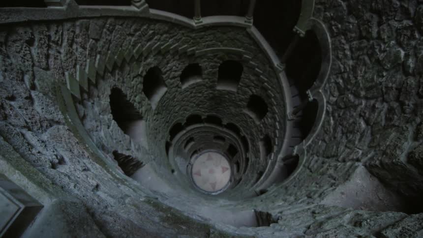 A tight spiral stone staircase