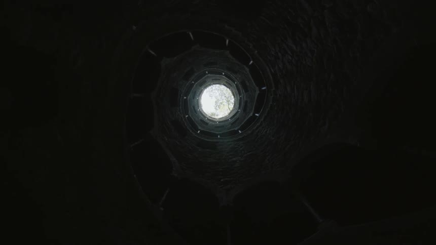 A spiral stone staircase