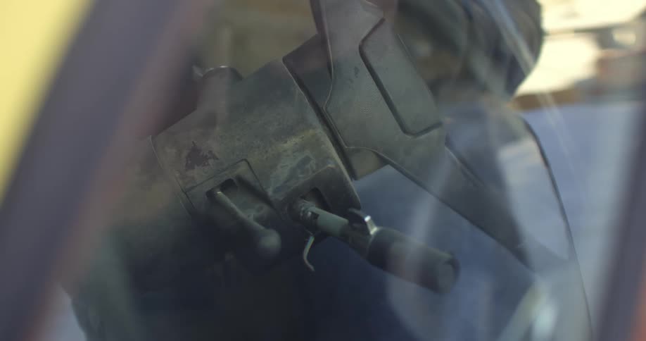 Steering wheel in old truck