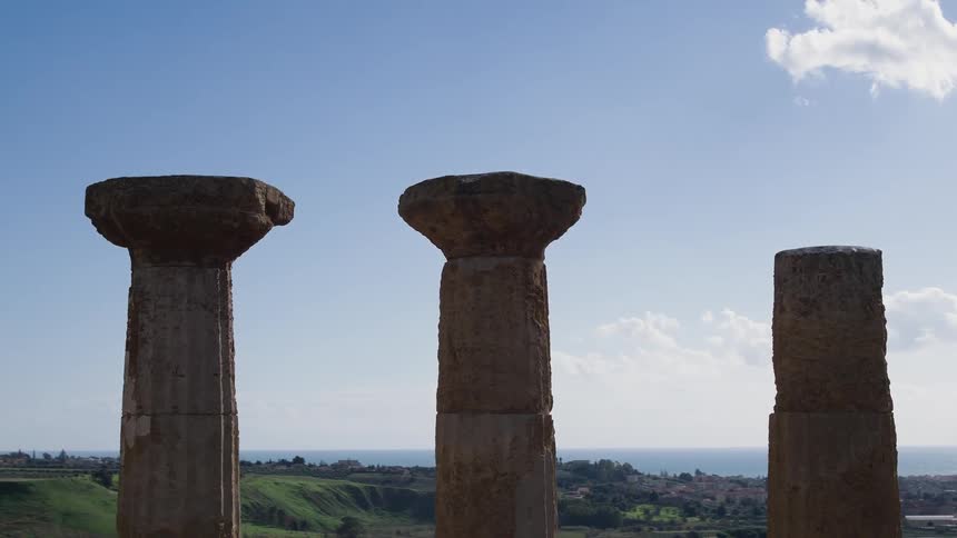 Weathered stone pillars on a hill