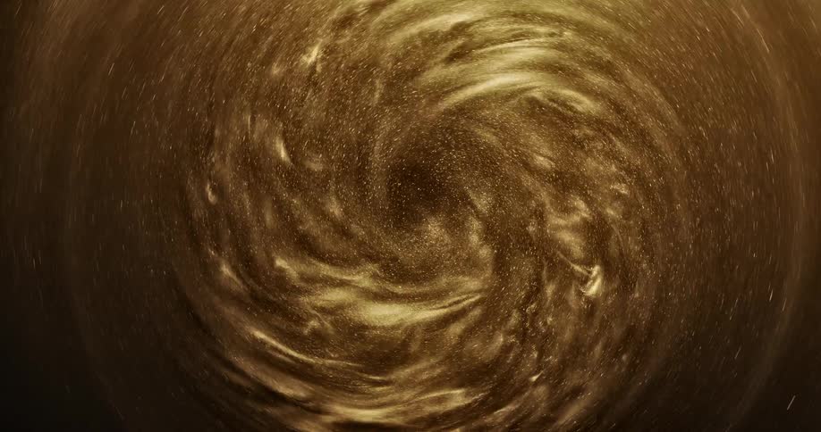 A swirling vortex of organic gold liquid sparkles as it ripples and spins