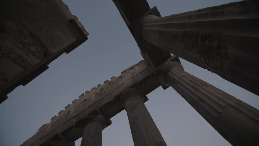 Stone pillars at dusk