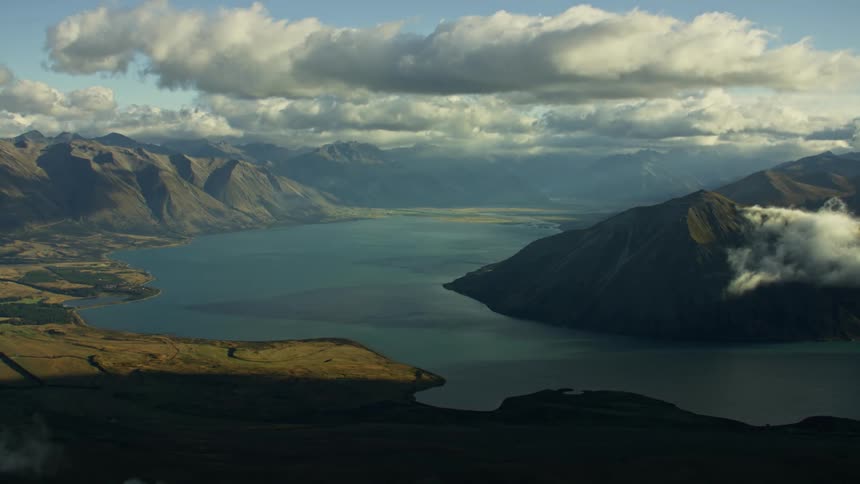 A large lake is up in the mountains