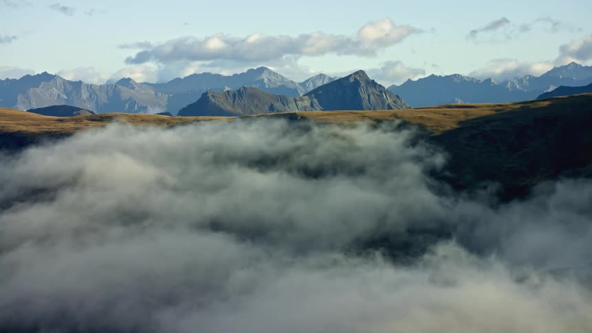 Fog is covering the mountain tops