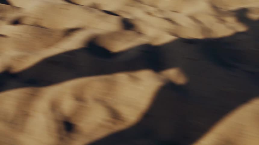 A skateboarder rides a skateboard along a sidewalk on a beach during the day
