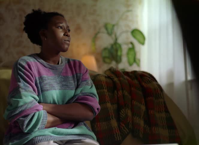A woman gets angry at home