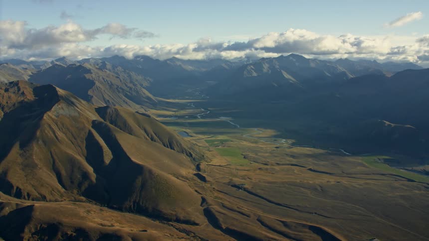 Aerial view of mountain range