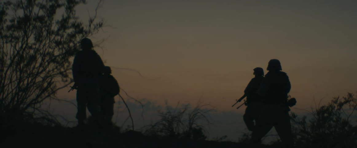 A group of soldiers walking with guns
