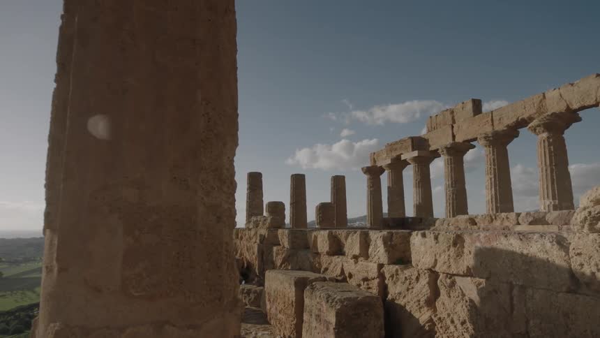 Stone pillars have big blocks in front of them