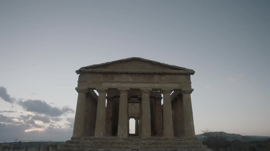 Ancient ruins at dusk