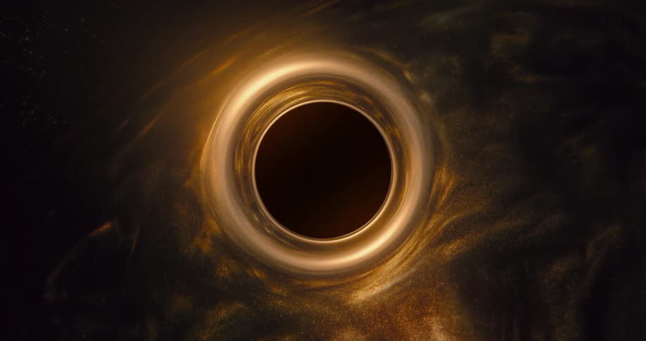Silver and gold particles flow in mixture around an expanding hole