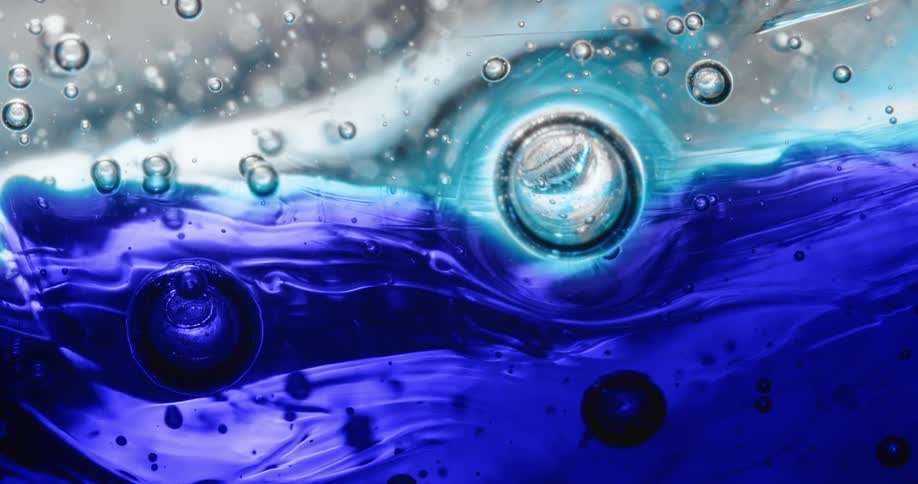 The bubbles move in the blue gel