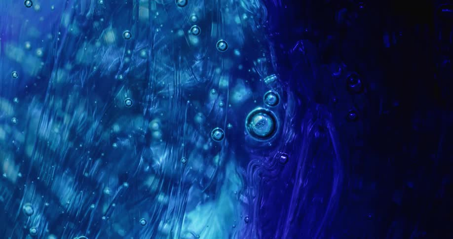 The bubbles move around the blue gel
