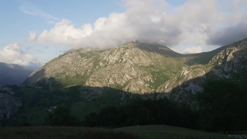 High mountains surrounded by clouds on the horizon in the north of Spain