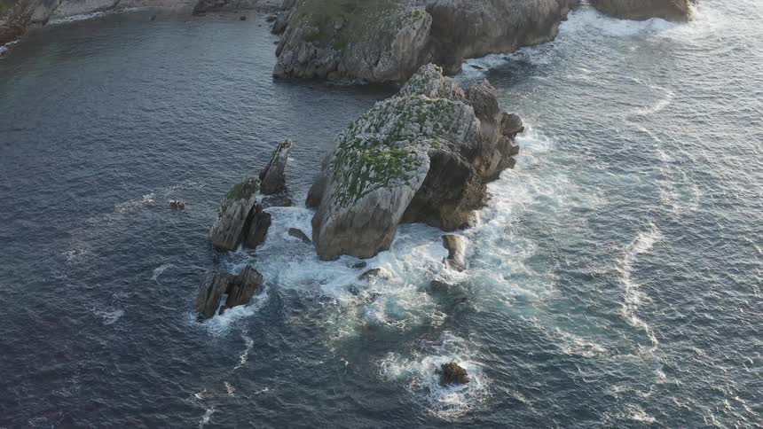 The waves hit the jagged Atlantic shore in Northern Spain
