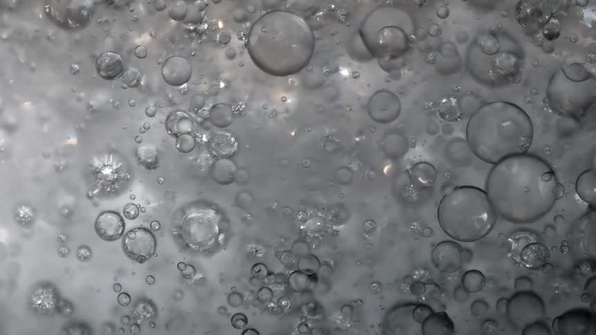 Floating clear droplets of liquid