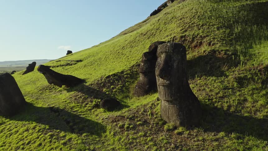 Stone busts cover the hills