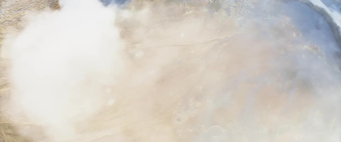 Steam rising from geysers in nature