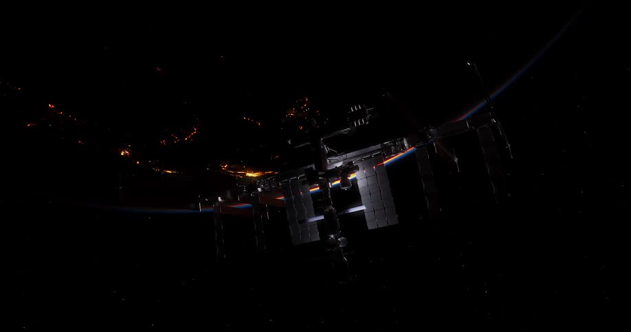 Lights flicker and grow brighter on a space ship