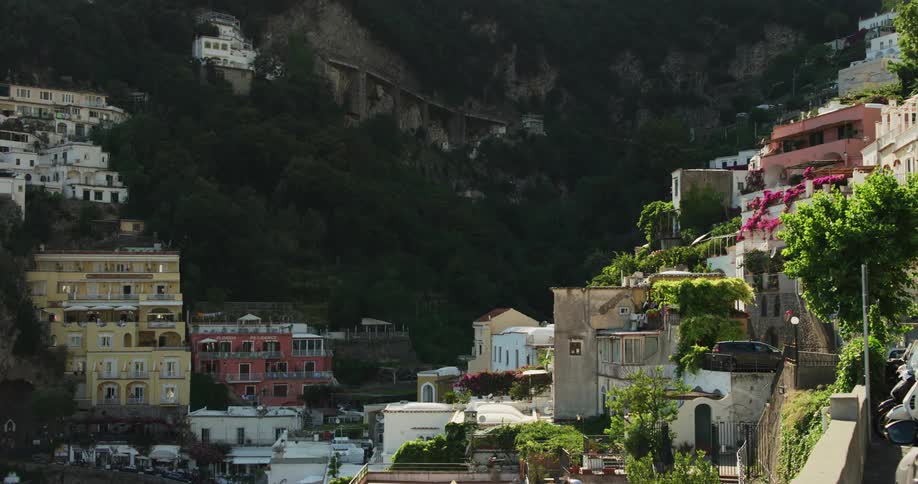Small village nested on the slopes of a mountain