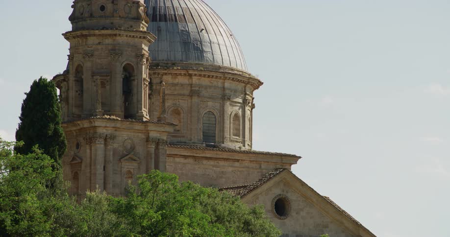 Tower and dome of a classical european cathedral at daytime