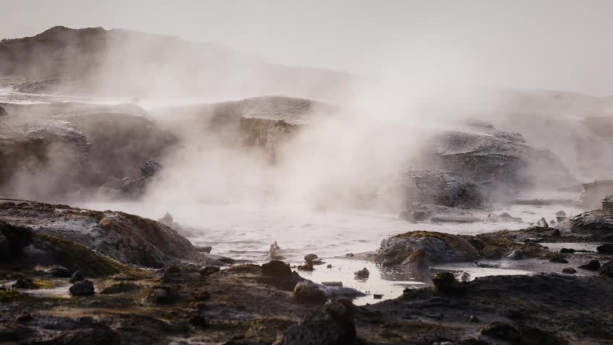 Bubbling hot springs in nature