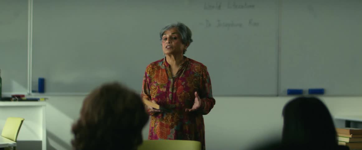 University teacher giving a lecture in front of students sitting on chairs in a classroom