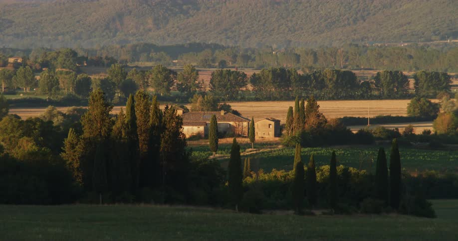 A view of a large farmhouse