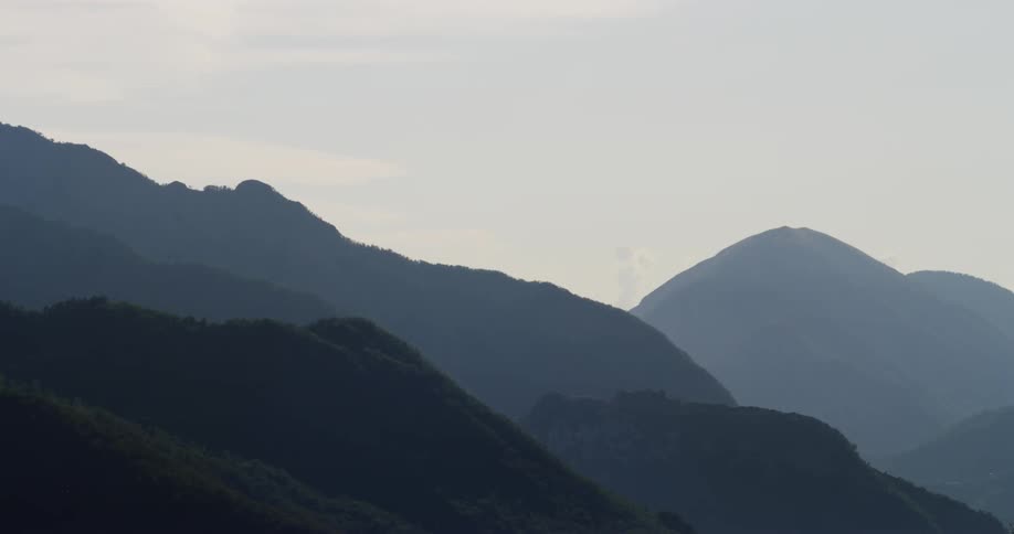 Mountains in the distance at dawn