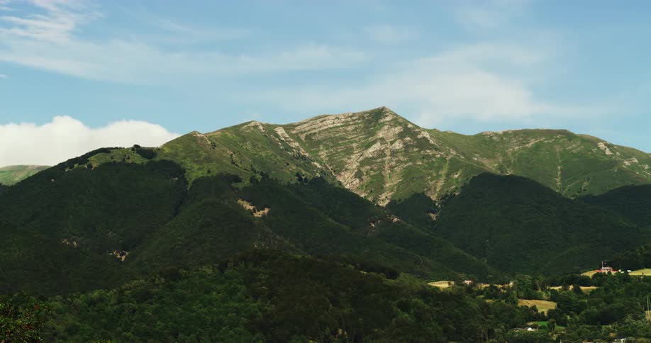 The mountain casts a shadow
