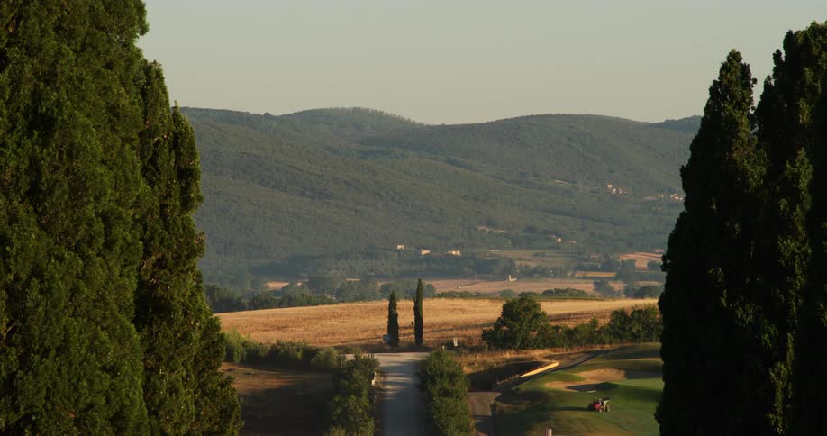 View of countryside with farmlands and country road