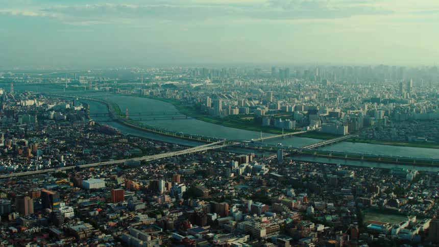 A bridge runs through the city