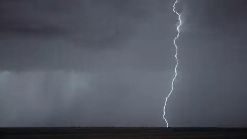 A view of rain and lightning