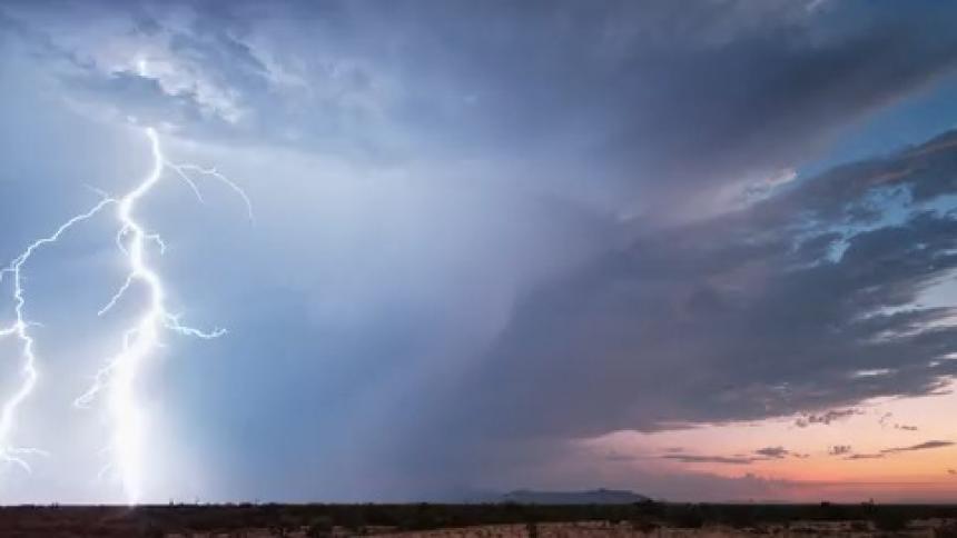 Dark clouds with thunder and lightning in the sky