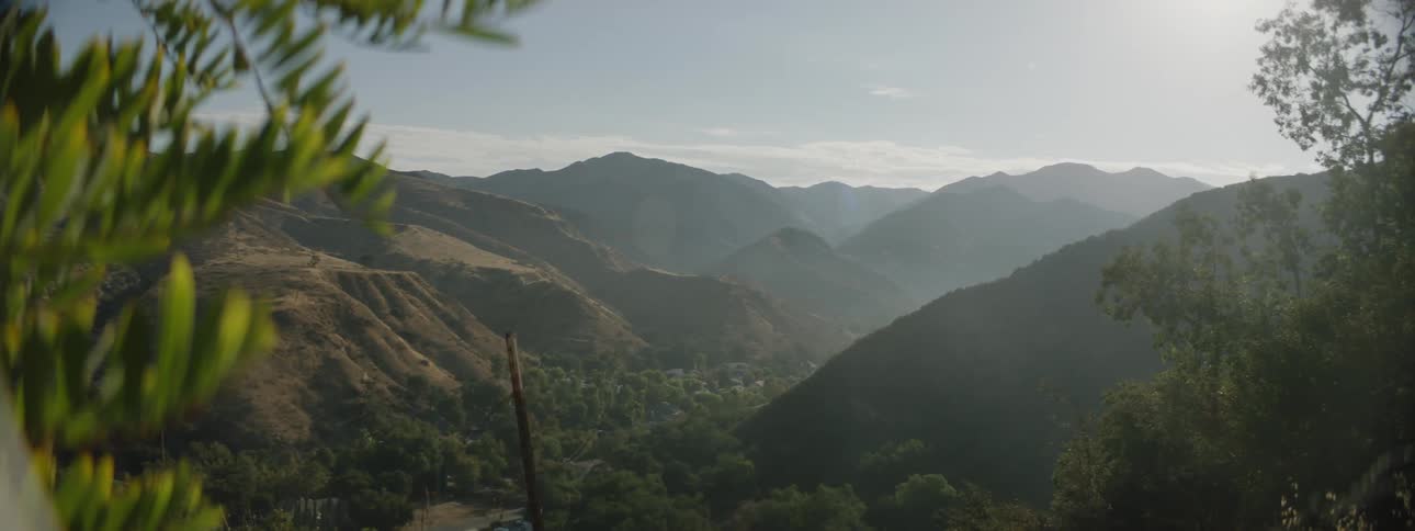 Landscape view of a valley and mountain range