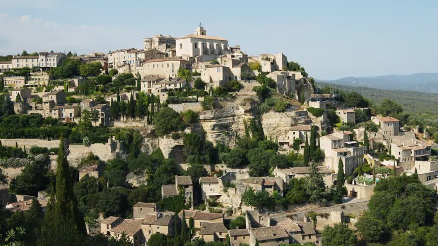 Medieval buildings of the village of gordes built on a mountain in france