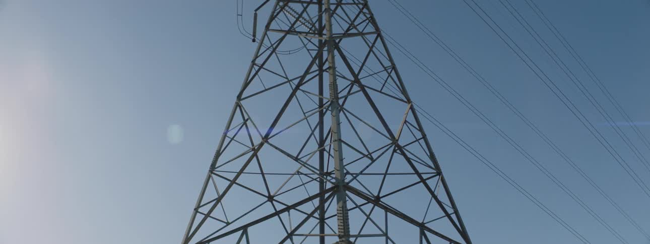 An electrical tower in a rural area