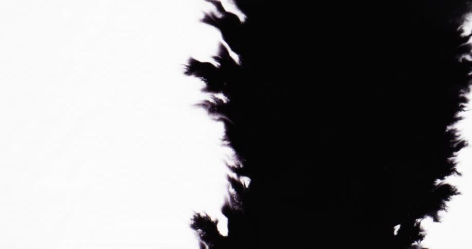A line of black substance spreads across a white background
