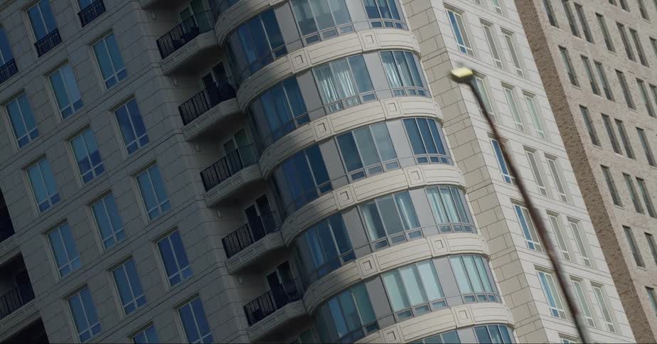 Close up of the outside of a high rise apartment building