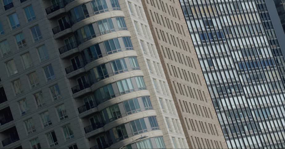 Close up of high rise apartment buildings