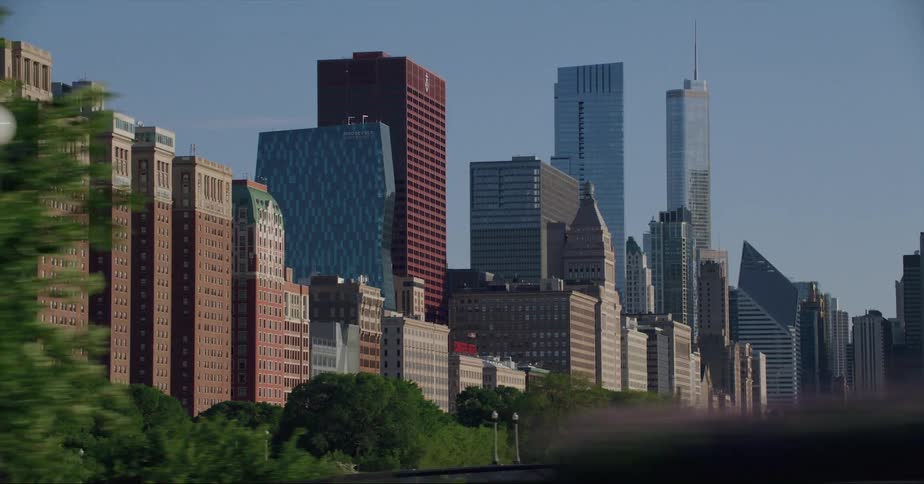 High rise office buildings in a city