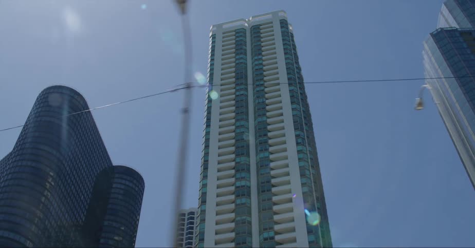 High rise apartment buildings and offices in a city