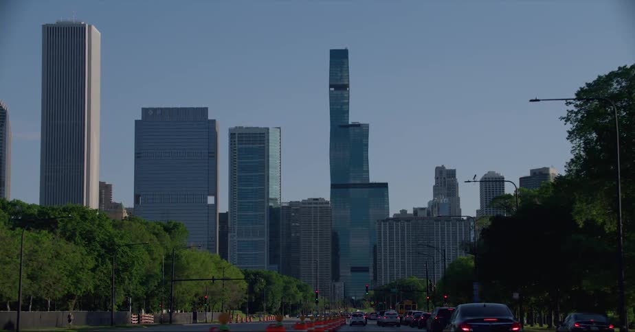 A view of tall buildings in a city