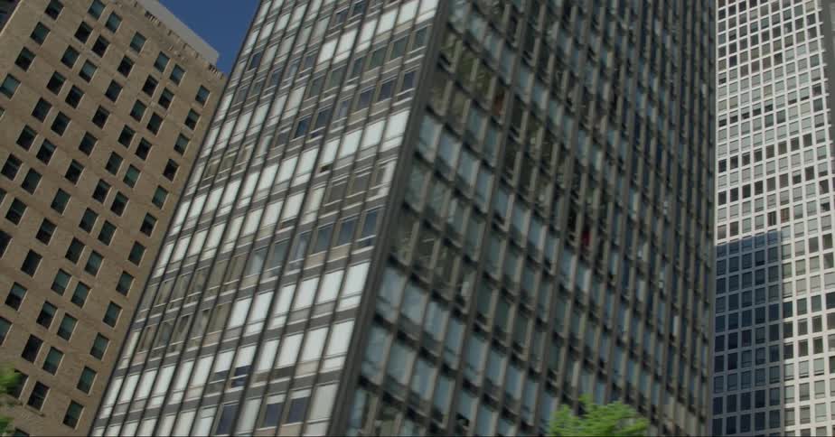 Exterior view of skyscrapers and apartment buildings in the city