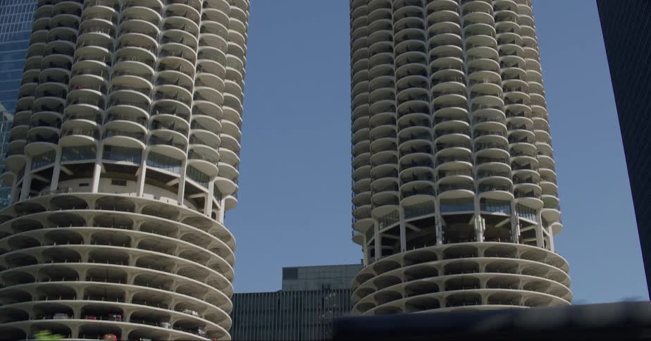 Tall skyscrapers in a large city