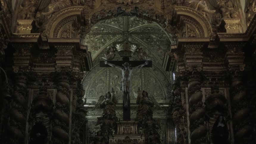 The inside of a large monument